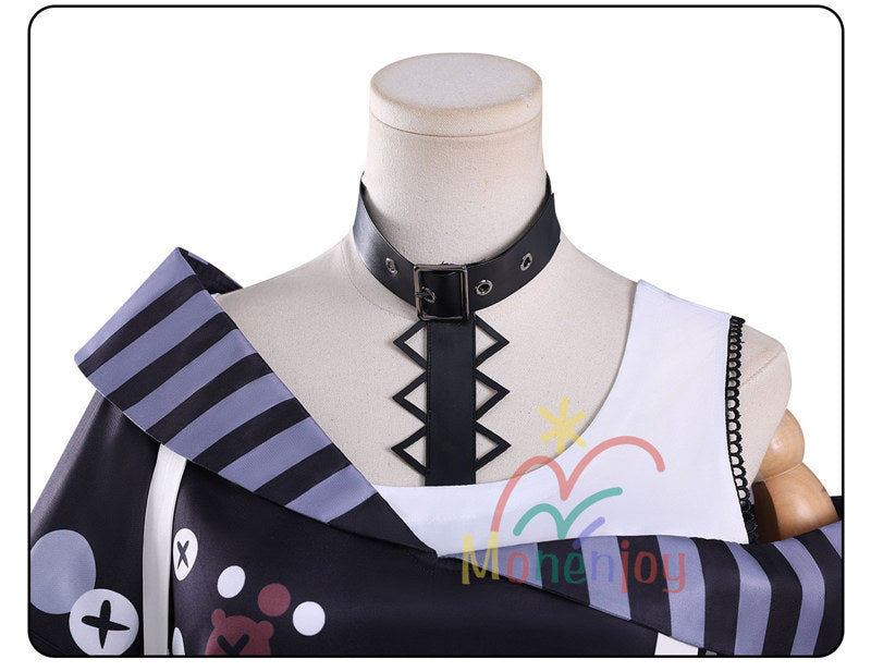 Monenjoy　魔法少女ノ魔女裁判　沢渡ココ　コスプレ衣装　髪飾付　実況者 猫耳のヘッドフォン　孤独な配信者　翼＋ぬいぐるみ付　ワンピース　仮装　イベント　