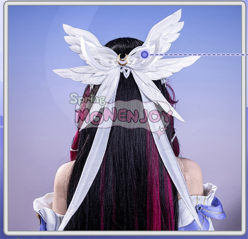 Monenjoy 原神 コロンビーナ 少女　コスチューム コスプレ衣装　　髪飾り＋アイマスク付　3ｄ樹脂製パーツ 執行官 月の少女 Damselette Columbina コスプレ衣装