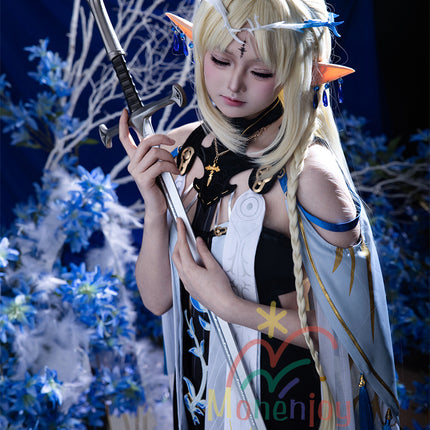 Monenjoy 鳴潮 カルテジアコスプレ衣装　 Cartethyia　フルールドリス 礼服　放浪騎士　豪華コス衣装　エルフ耳+黒キャミ+スパッツ付属 スカート色完全再現