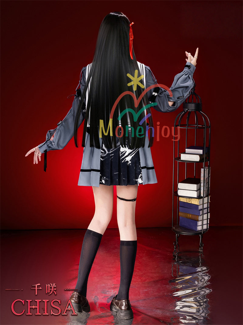 Monenjoy　鳴潮　千咲 　コスプレ衣装　JK服　WutheringWaves　おもちゃ　ハロウィン　コスチューム　髪飾り＋リボン付