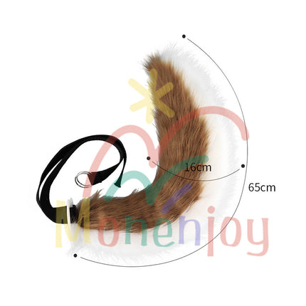 Monenjoy 原神 ゴロー ふわふわ　耳飾り＋尻尾　可愛い　萌えグッズ　猫耳 きつね耳　コスプレ道具　アクセサリー　 - Monenjoy