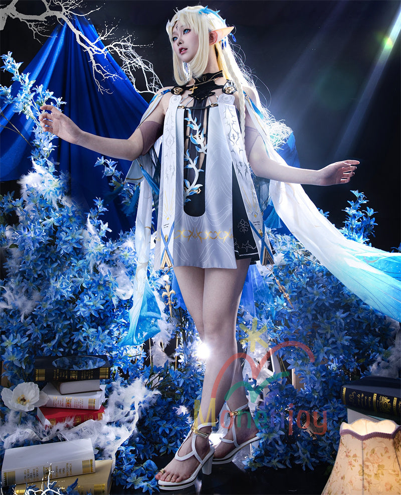 Monenjoy 鳴潮 カルテジアコスプレ衣装　 Cartethyia　フルールドリス 礼服　放浪騎士　豪華コス衣装　エルフ耳+黒キャミ+スパッツ付属 スカート色完全再現
