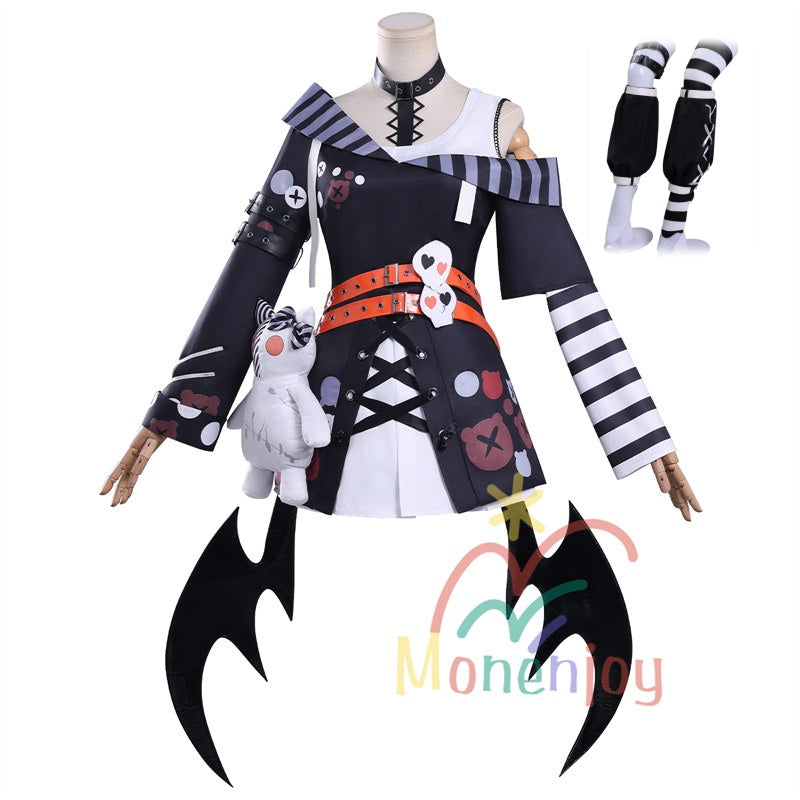 Monenjoy　魔法少女ノ魔女裁判　沢渡ココ　コスプレ衣装　髪飾付　実況者 猫耳のヘッドフォン　孤独な配信者　翼＋ぬいぐるみ付　ワンピース　仮装　イベント　