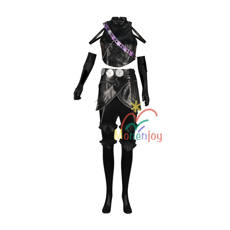 Monenjoy　KPOPガールズ! デーモン・ハンターズ 　ゾーイ　コスプレ衣装　Zoey　コスモスーツ　黒色　人工革　戦闘服　Saja Boys KPop Demon Hunters　バトルスーツ　GS1961