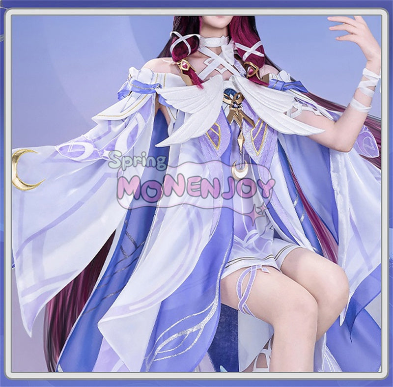 Monenjoy 原神 コロンビーナ 少女　コスチューム コスプレ衣装　　髪飾り＋アイマスク付　3ｄ樹脂製パーツ 執行官 月の少女 Damselette Columbina コスプレ衣装