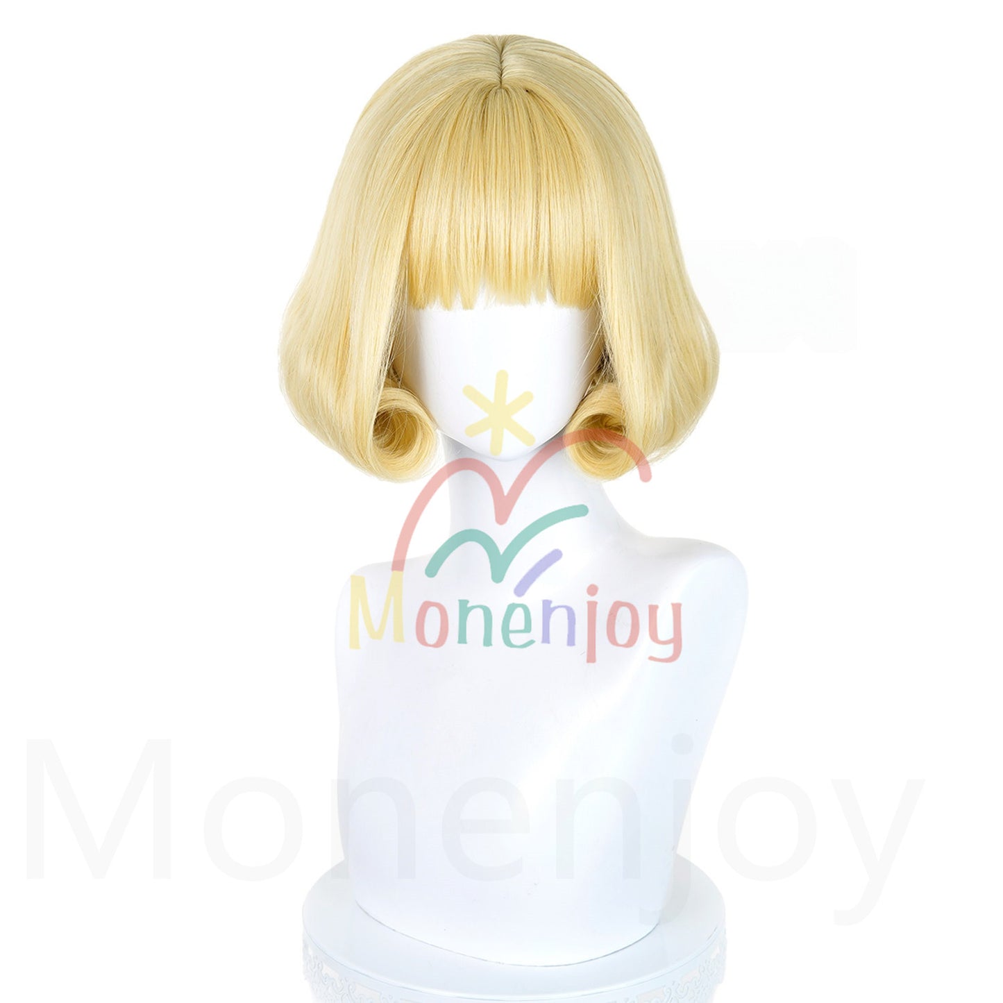 MONENJOY　呪術廻戦 来栖華　ウィッグ　長32cm　黄色　コスプレ道具　カツラ　耐熱ウィッグ MONENJOY