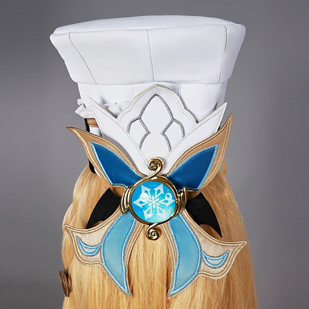 Monenjoy 原神　エスコフィエ　コスプレ衣装　 Escoffier　コスチューム　ワンピース　洋服　帽子付　3d樹脂アクセサリー　G1199 - Monenjoy