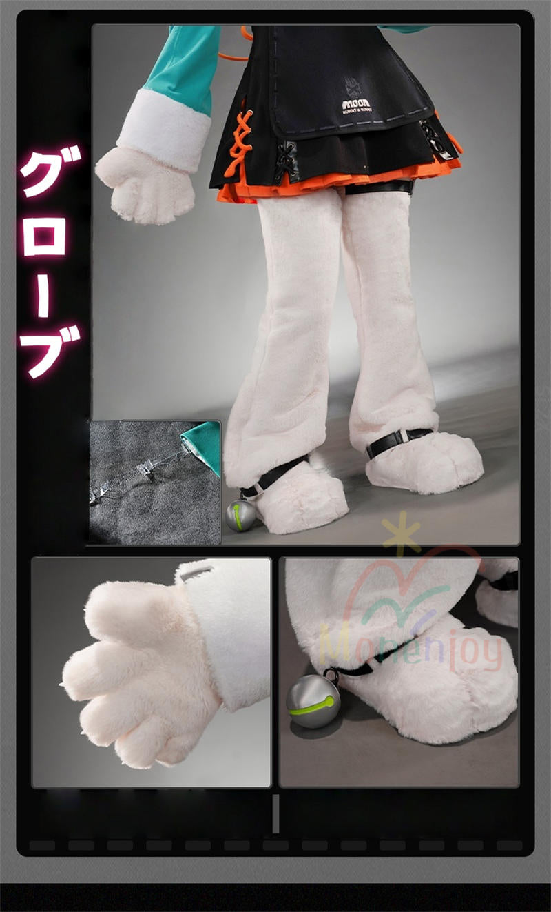 Monenjoy  ゼンゼロ ザオ コスプレ衣装　照　フワワワ　ケモナー衣装　Furry　テイル　モコモコ　ファーリー ウィッグ＋爪＋グローブ＋武器追加可能
