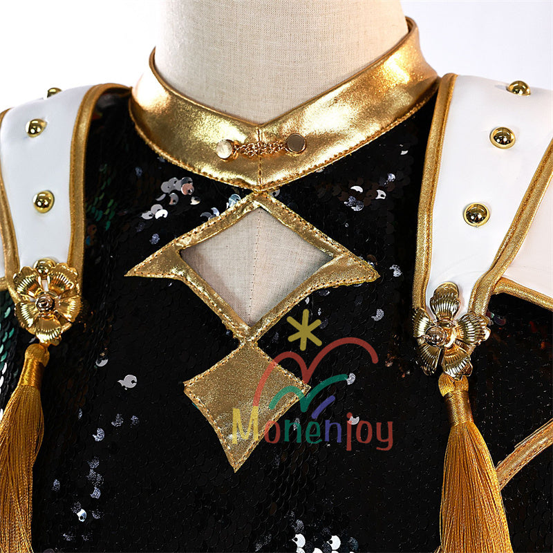 Monenjoy KPOP Girls! Demon Hunters Rumi Mila Zoe Cosplay Costume Stage Clothes Black Sparkly Live Clothes KPop Demon Hunters