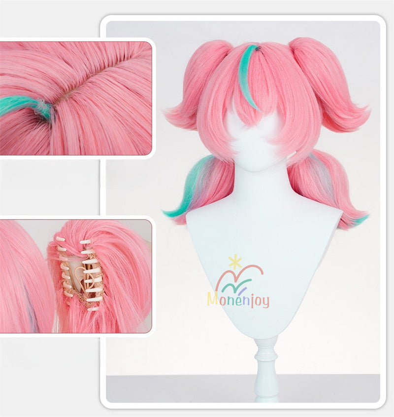 Monenjoy　ゼンレゼンレスゾーンゼロ アリア ウィッグ　43cm カツラ　ピンク色 ゼンゼロ／ZZZ 　ヘアアクセサリー　妄想エンジェル　コスチューム
