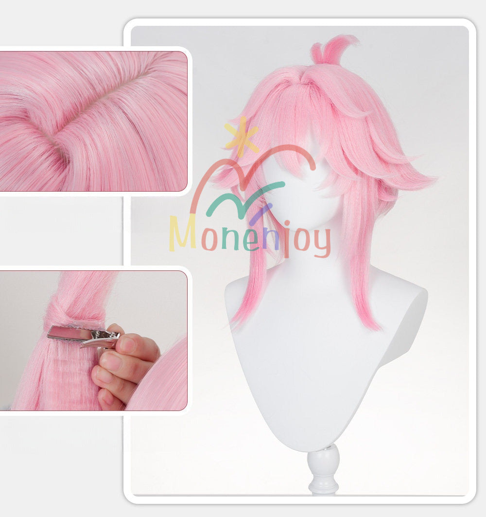 Monenjoy　崩壊スターレイル  緋英 ウィッグ　ピンク色　53cm　二相楽園　新惑星　 八重桜　カツラ　 MONENJOY