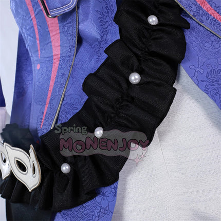 「在庫限り・完売次第終了」Monenjoy 鳴潮 ロココ コスプレ衣装　 愚者の劇団 ドレス+仮面ヘッドドレス+指輪付属 別売ウィッグ＆ブーツで完成度UP