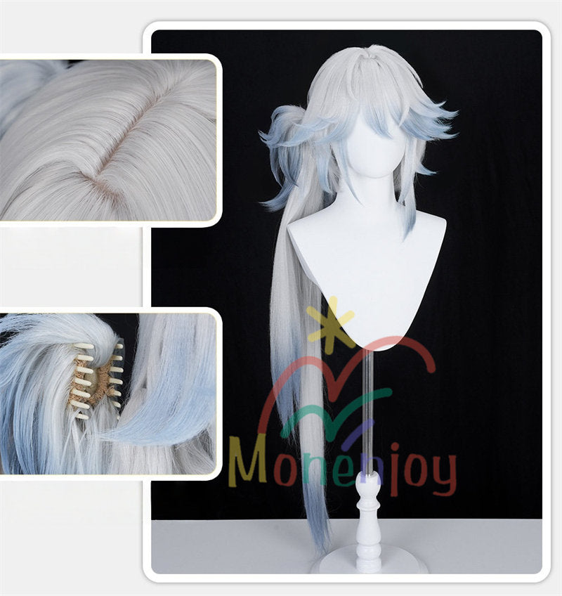 Monenjoy 崩壊スターレイル 爻光 ウィッグ　カツラ　コスプレ　100cm　自然感　仙舟『玉殿』の戎韜将軍 こうこう 仙舟同盟 耐熱グラデーション