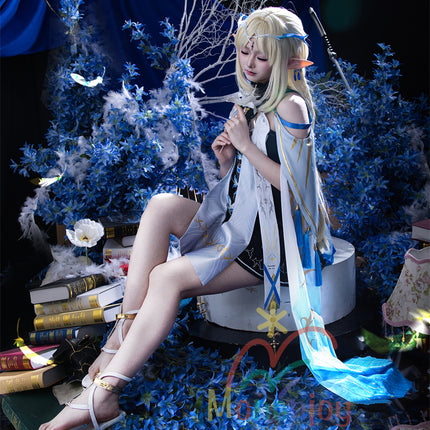 Monenjoy 鳴潮 カルテジアコスプレ衣装　 Cartethyia　フルールドリス 礼服　放浪騎士　豪華コス衣装　エルフ耳+黒キャミ+スパッツ付属 スカート色完全再現