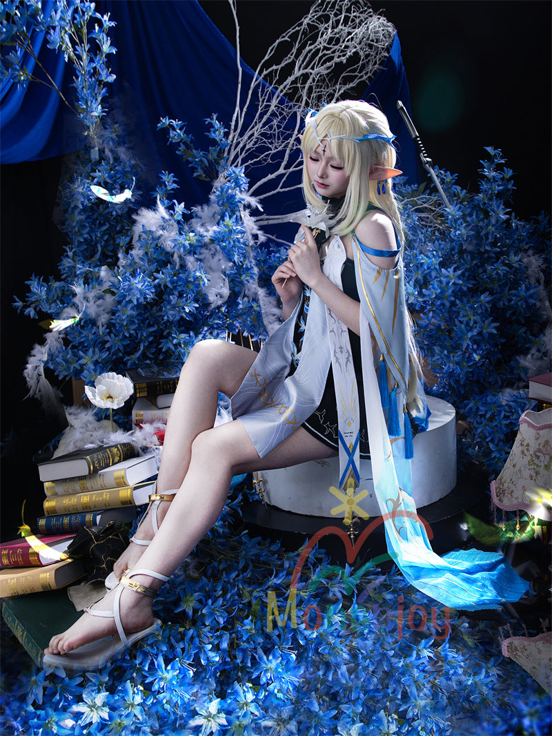 Monenjoy 鳴潮 カルテジアコスプレ衣装　 Cartethyia　フルールドリス 礼服　放浪騎士　豪華コス衣装　エルフ耳+黒キャミ+スパッツ付属 スカート色完全再現