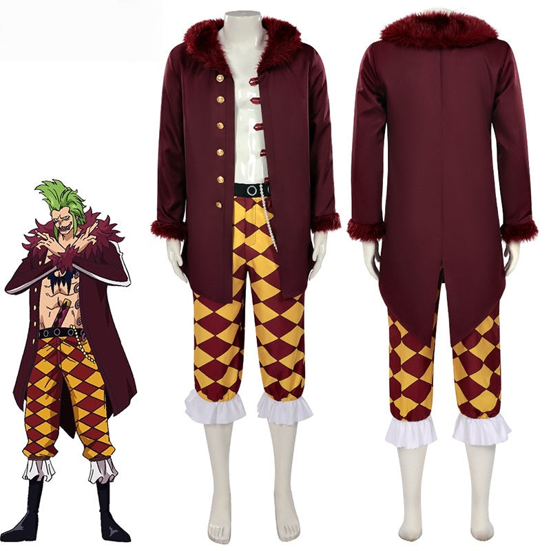 Monenjoy ONE PIECE  バルトロメオ　コスプレ衣装  バルトクラブ　船長　イベント　赤色 人食いのバルトロメオ  Bartolomeo　ハロウィン