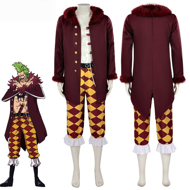 Monenjoy ชุดคอสเพลย์บาร์โทโลเมโอ ONE PIECE กัปตันสโมสรบาร์โท สีแดง สำหรับงานฮาโลวีน บาร์โทโลเมโอผู้กินคน 
