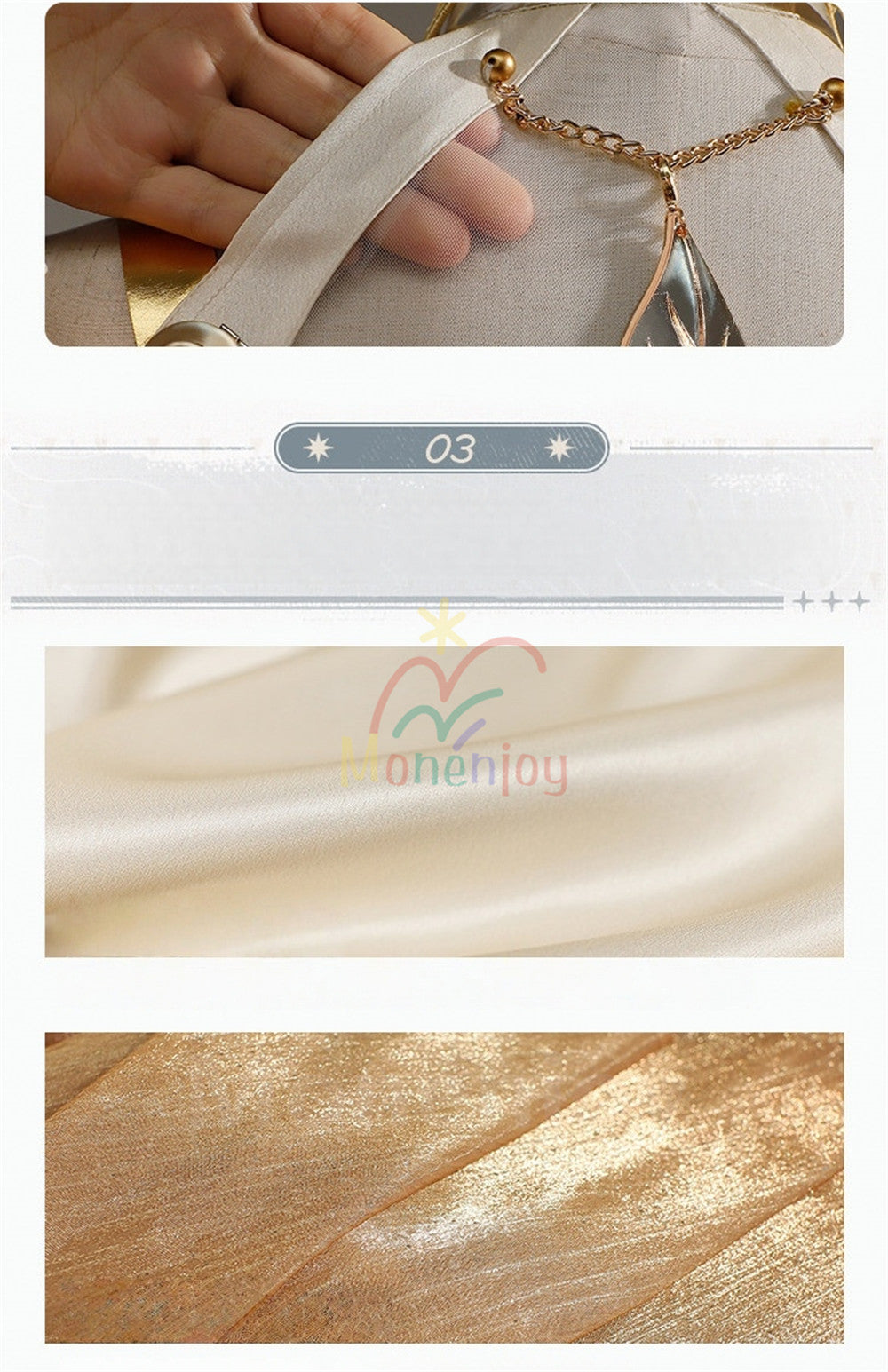 Monenjoy　崩壊スターレイル　アグライア　コスプレ衣装　ドレス　金属製パーツ　黄金裔 コスチューム  　Aglaea　人工革生地 MONENJOY