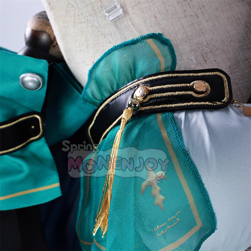 Monenjoy 鳴潮 シャコンヌ コスプレ衣装　緑色ドレス+パンツ+ヘッドドレス付属 ゲームカラー完全再現 ブーツ別売