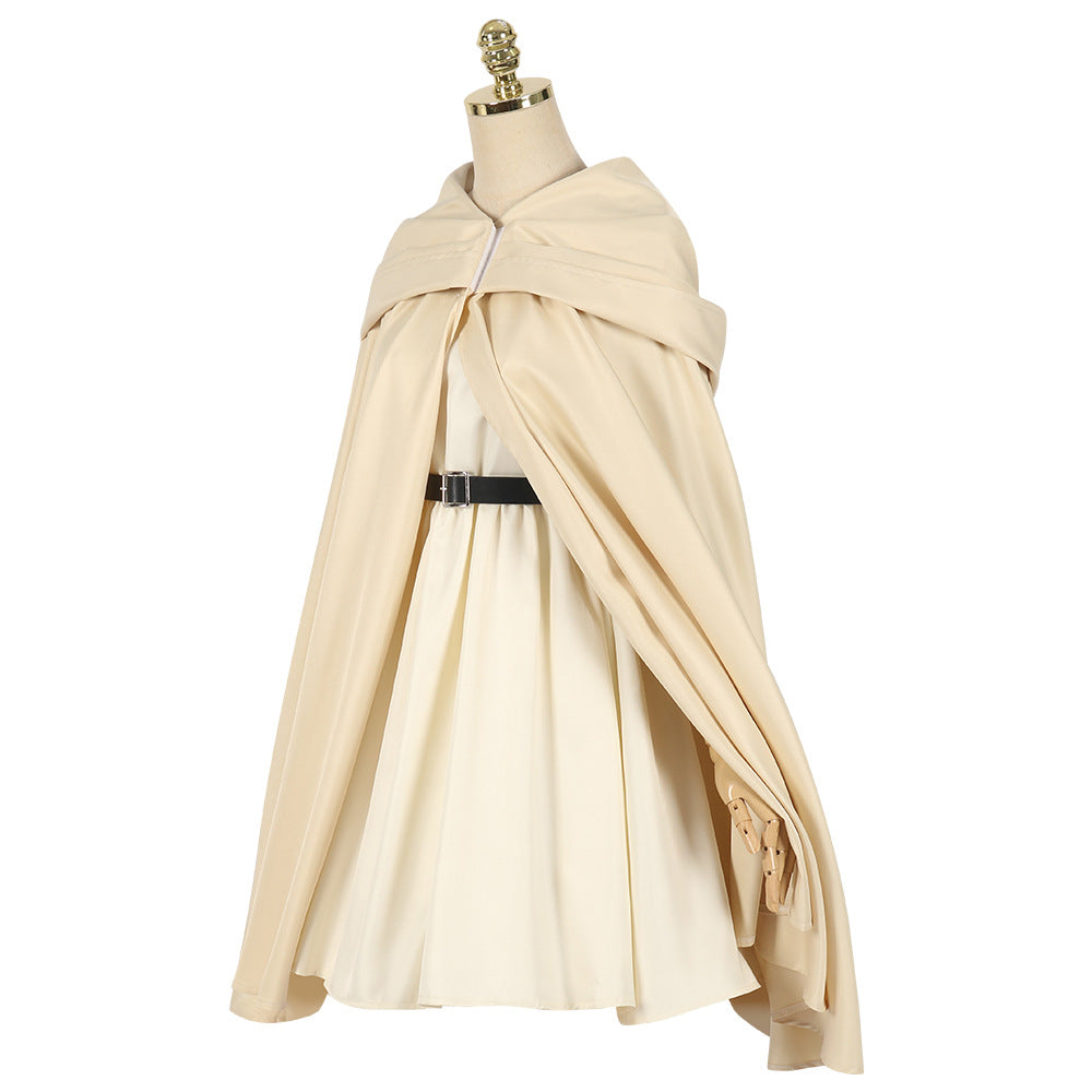 Monenjoy 葬送のフリーレン　魔法使い　フリーレン　冬マント　ケープ　パーティー 舞台衣装　ハロウィン　感謝祭　コスチューム　変装　ハロウィン　舞台衣装　撮影　コスプレ - Monenjoy