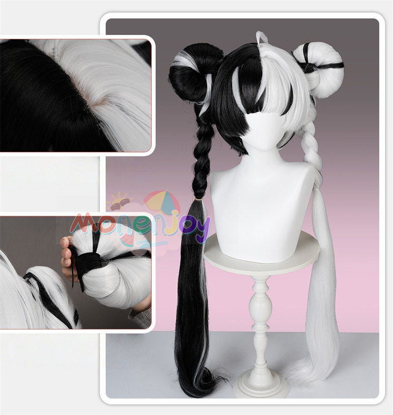 Monenjoy　ゼンゼロ ダイアリン ウィッグ　もみあげ30cm　三つ編み90cm　高温対応  クランプスの黒枝　リアル  マット仕上げ 鬘　コスプレ