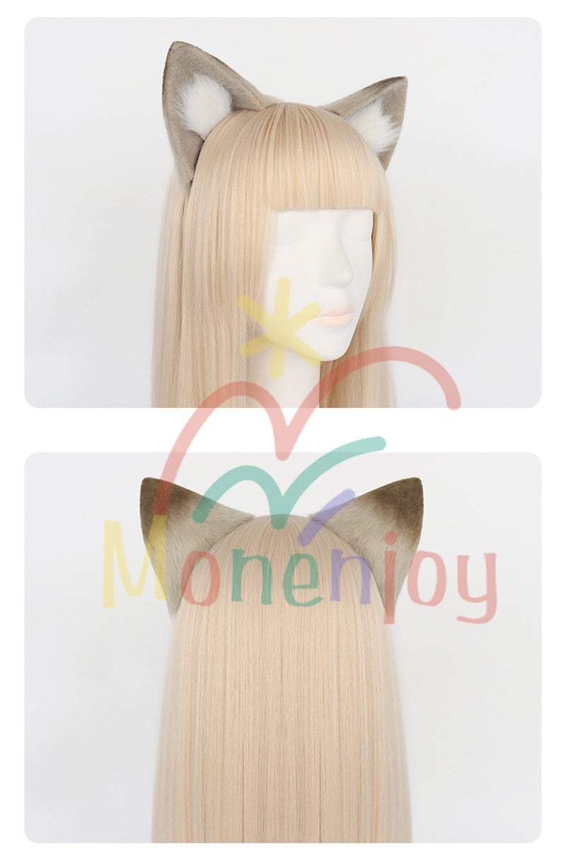 Monenjoy 原神 リネット ふわふわ　耳飾り＋尻尾　可愛い　萌えグッズ　猫耳 きつね耳　コスプレ道具　アクセサリー　 - Monenjoy