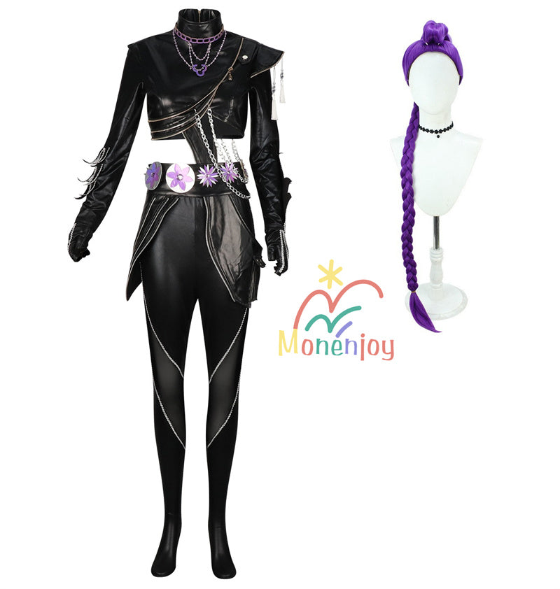 Monenjoy　KPOPガールズ! デーモン・ハンターズ　ルミ コスプレ衣装　Rumiコスモスーツ　黒色　人工革　戦闘服　Saja Boys KPop Demon Hunters　バトルスーツ　GS1960