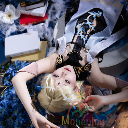 Monenjoy 鳴潮 カルテジアコスプレ衣装　 Cartethyia　フルールドリス 礼服　放浪騎士　豪華コス衣装　エルフ耳+黒キャミ+スパッツ付属 スカート色完全再現