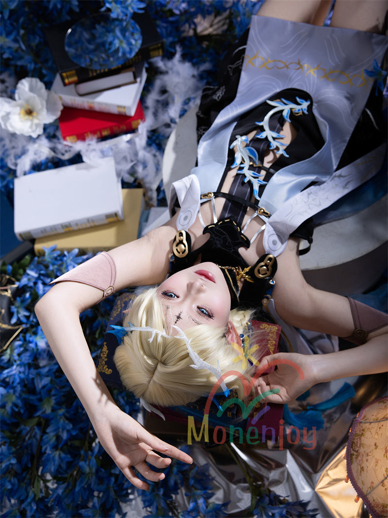 Monenjoy 鳴潮 カルテジアコスプレ衣装　 Cartethyia　フルールドリス 礼服　放浪騎士　豪華コス衣装　エルフ耳+黒キャミ+スパッツ付属 スカート色完全再現