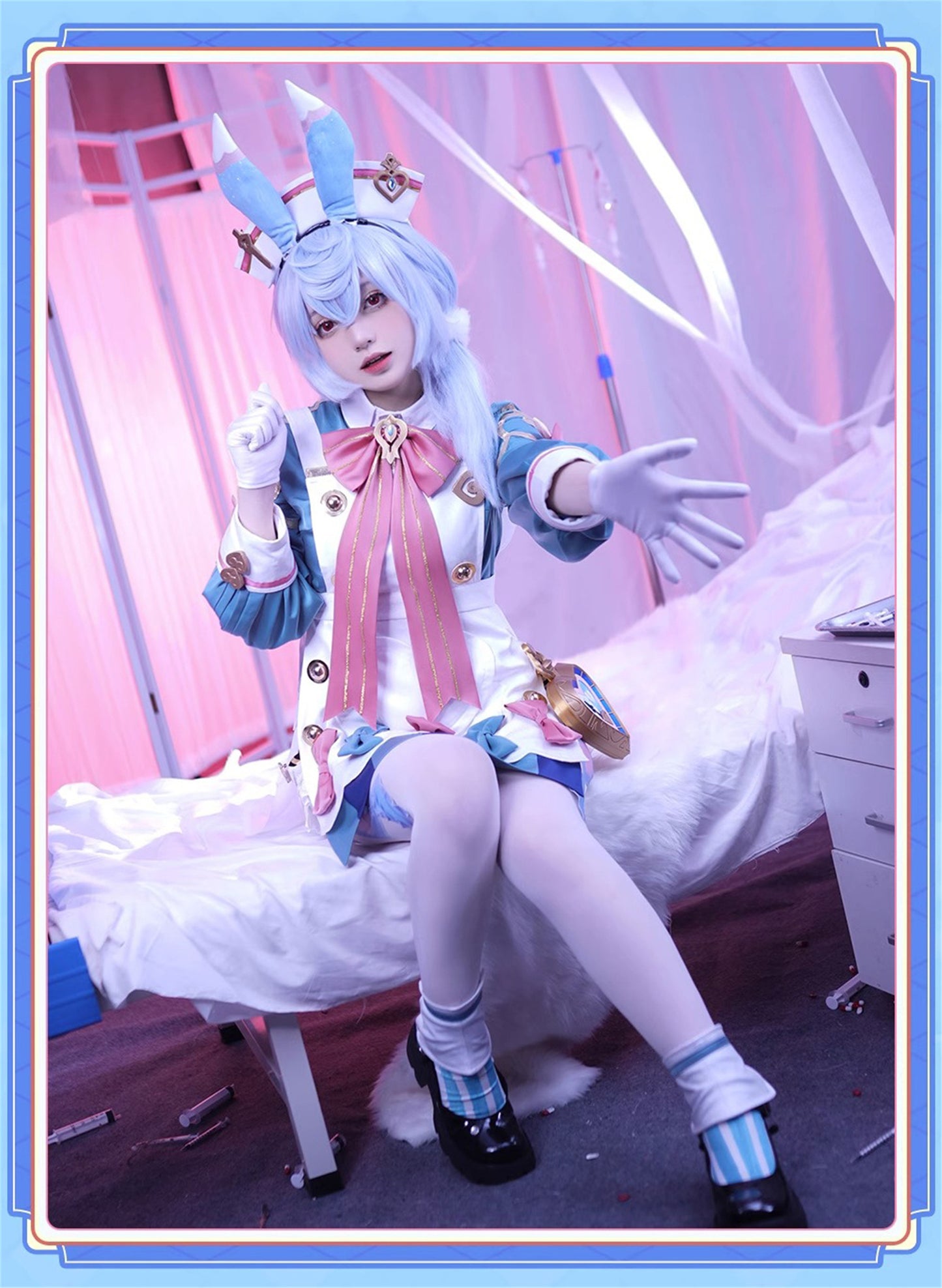 Monenjoy　原神　龍の愛娘　フォンテーヌ　シグウィン　ふわふわ尻尾付＋髪飾り＋金属パーツ　神の目 ネレイス座　コスチューム　 メロピデ要塞　衣装　ハロウィン　クリスマス　衣装　イベント　変装　cosplay　男女兼用 - Monenjoy