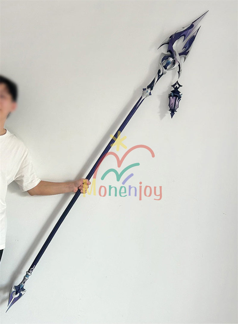 Monenjoy 原神 フリンズ / Flins  血染めの荒れ地  闇影と灯り 長槍 コスプレ道具　200cm　武器モデル　PU製ナド・クライの「ライトキーパー   Bloodsoaked Ruins  Luna I