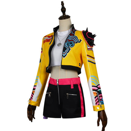 Monenjoy Anime Movie KPOP Girls! Demon Hunters Embroidered Mira Cosplay Costume with Earrings Rumi Zoe Korean Style KPOP Superstar