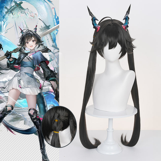 Monenjoy Arknights: Endfield Chen Qianyu วิกผมคอสเพลย์พร้อมหางม้า 80 ซม. และไรผมข้างละ 30 ซม. วิกผมเต็มตัวสำหรับงานอีเวนต์ 