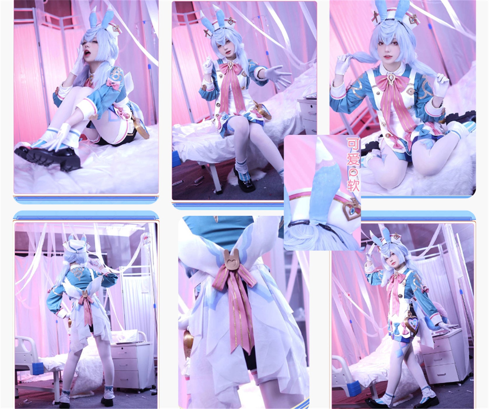 Monenjoy　原神　龍の愛娘　フォンテーヌ　シグウィン　ふわふわ尻尾付＋髪飾り＋金属パーツ　神の目 ネレイス座　コスチューム　 メロピデ要塞　衣装　ハロウィン　クリスマス　衣装　イベント　変装　cosplay　男女兼用 - Monenjoy