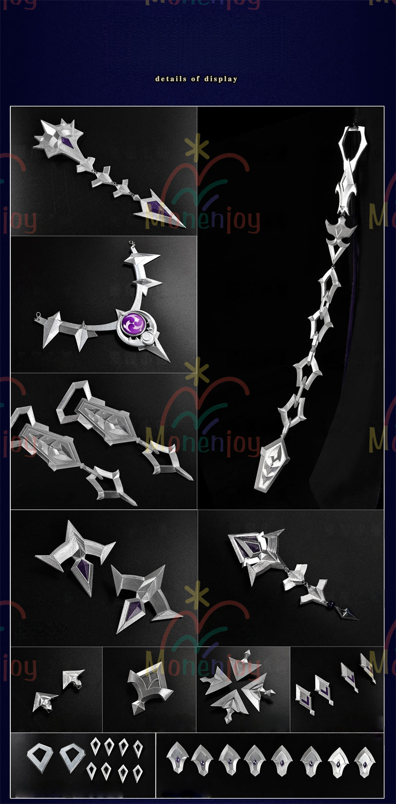 Monenjoy　原神 フリンズ　コスプレ衣装　Genshin　ライトキーパー　雷元素　 初期衣装—夜想曲　闇影と灯り　 コスチューム　ナド・クライ　