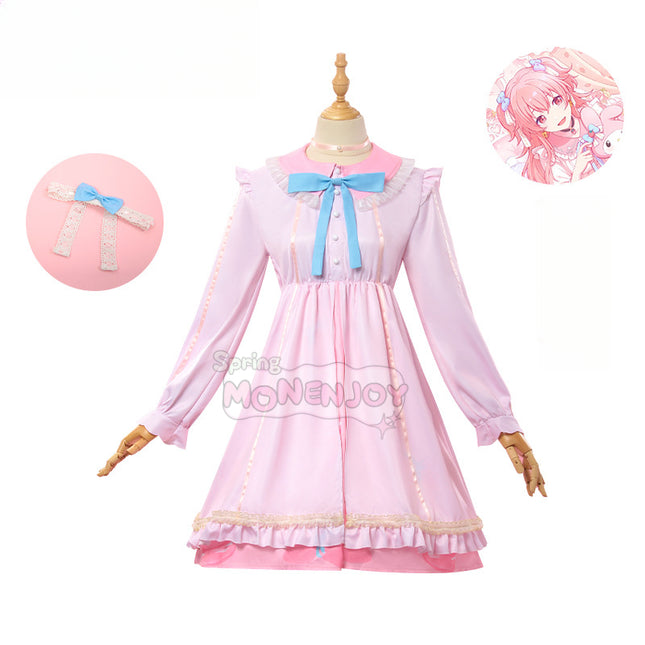 Monenjoy プロセカ サンリオ コラボ 桃井愛莉 コスプレ衣装 ワンピース ドレス feat.マイメロディGS1322 - Monenjoy