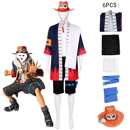 Monenjoy ONEPIECE 火拳のエース 帽子付　白ひげ海賊団 超新星編 衣装 ユニフォーム コスチューム　少年漫画　COS　ハロウィン　舞台衣装　学園祭　クリスマス　イベント - Monenjoy