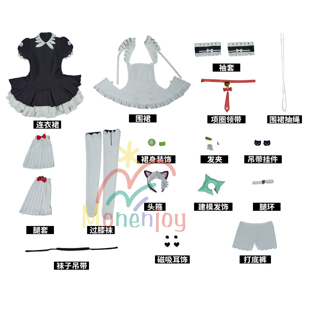 【Monenjoy】ゼンゼロ 千夏 ティータイム コスプレ　イベント　可愛い　メイド服 猫耳付き 鞄追加 MONENJOY