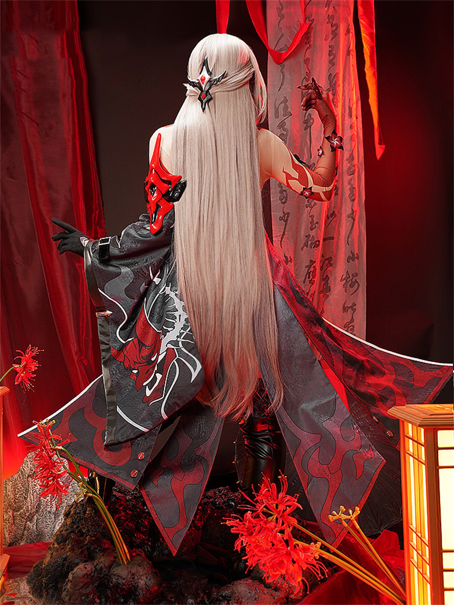 Monenjoy　崩壊スターレイル　黄泉　集真赤　舞台服　刺繍生地　花紋生地　コスチューム　変装　イベント　仮装　花火大会　学園祭　COS　 - Monenjoy