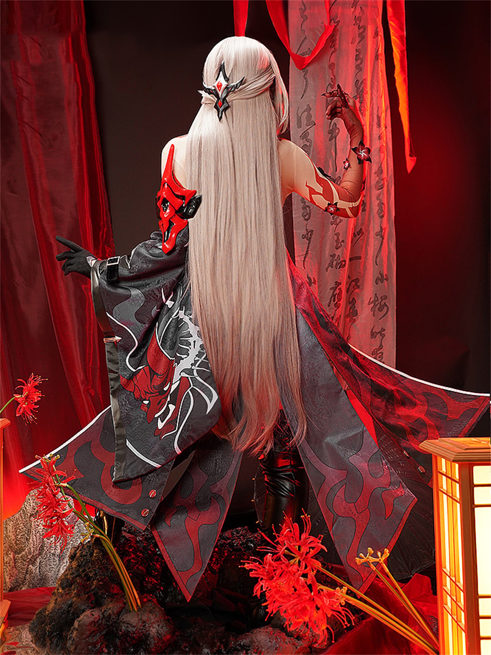 Monenjoy　崩壊スターレイル　黄泉　集真赤　舞台服　刺繍生地　花紋生地　コスチューム　変装　イベント　仮装　花火大会　学園祭　COS　 - Monenjoy