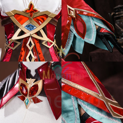 Monenjoy　原神 アリス コスプレ衣装　コスチューム　帽子付　3d樹脂製パーツ　炎元素の神の目付　ナド・クライ編　魔術師　魔女　仮装　モンド / 魔女会 MONENJOY