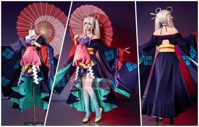 Monenjoy　超かぐや姫！ 月見ヤチヨ コスプレ衣装　ヘアアクセサリー付　コスチューム　和服　仮装　酒寄彩葉 　ぬいぐるみ＋和傘別途追加対応