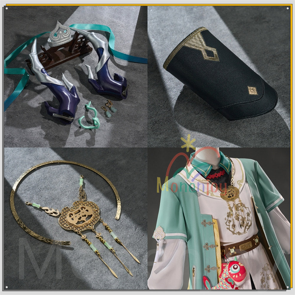 Monenjoy　アークナイツ ユー 願清暁 コスプレ衣装　角付　3d樹脂製パーツ　arknights 　イベント MONENJOY