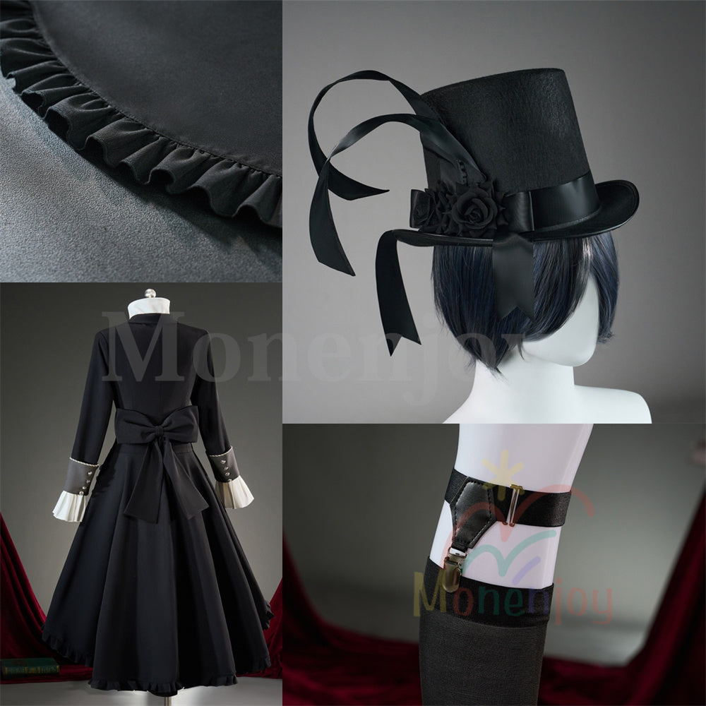 Monenjoy　黒執事 シエル・ファントムハイヴ　コスプレ衣装　Black Butler　制服　ユニフォーム　帽子付　礼服　イベント MONENJOY