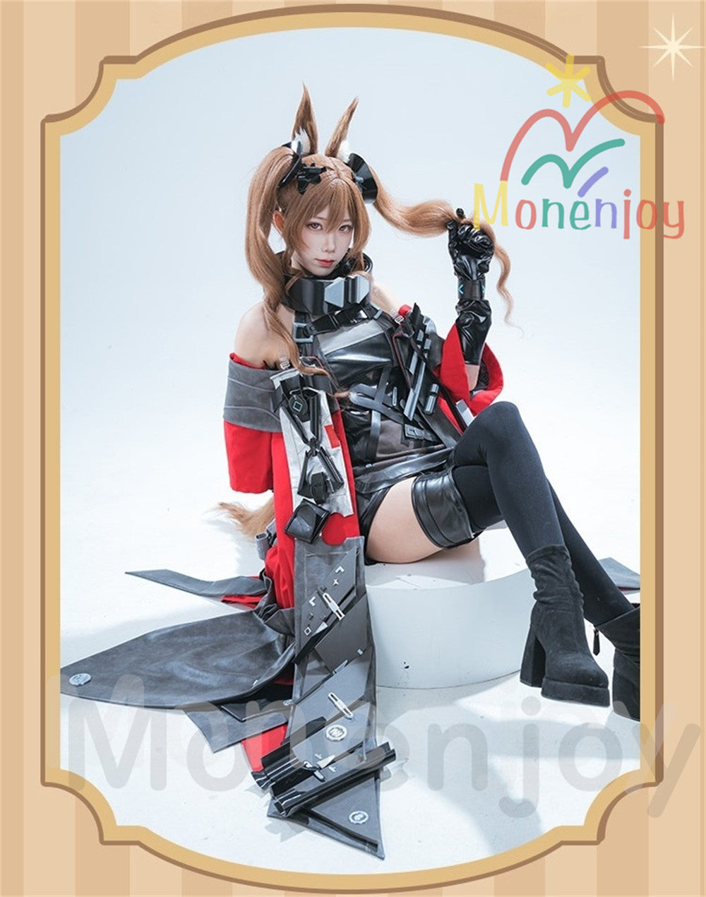 Monenjoy コスプレ衣装　 アークナイツ 星6　ギルベルタ　尻尾＋耳飾り＋イヤリング付　実物化　3d樹脂アクセサリー　 コスプレ衣装イベント Monenjoy