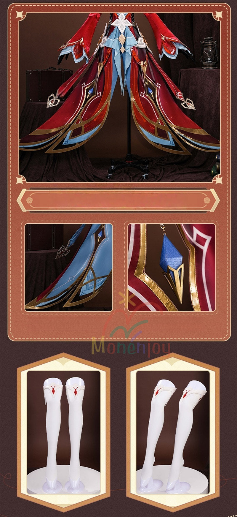 予約販売　Monenjoy　原神 アリス コスプレ衣装　コスチューム　帽子付　3d樹脂製パーツ　炎元素の神の目付　ナド・クライ編　魔術師　魔女　仮装　モンド / 魔女会