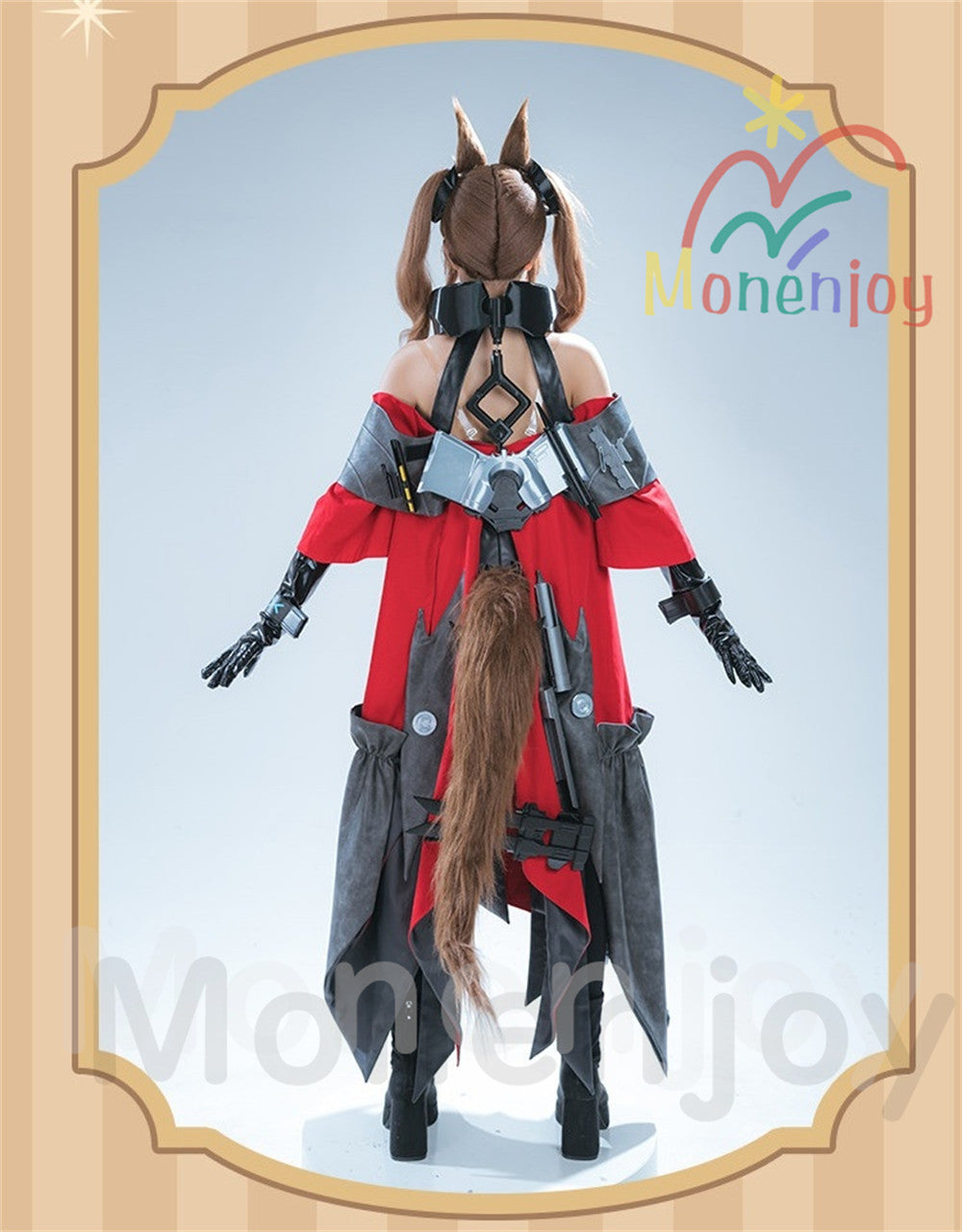Monenjoy コスプレ衣装　 アークナイツ 星6　ギルベルタ　尻尾＋耳飾り＋イヤリング付　実物化　3d樹脂アクセサリー　 コスプレ衣装イベント Monenjoy