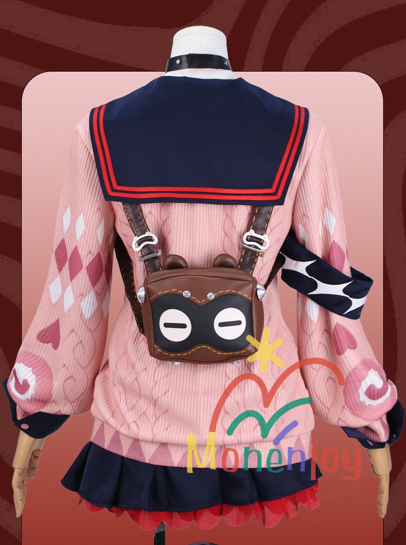 Monenjoy Zenless Zone Zero Ukinami Yuzuha ชุดคอสเพลย์ ชุดกะลาสี Kaidanya พร้อมกระเป๋าและเครื่องประดับผม กระโปรงสั้น หาง Tanuki และชุด Kamachi (อุปกรณ์เสริม) สำหรับกิจกรรมและของเล่น มีตุ๊กตา Tanuki (อุปกรณ์เสริม) จำหน่าย