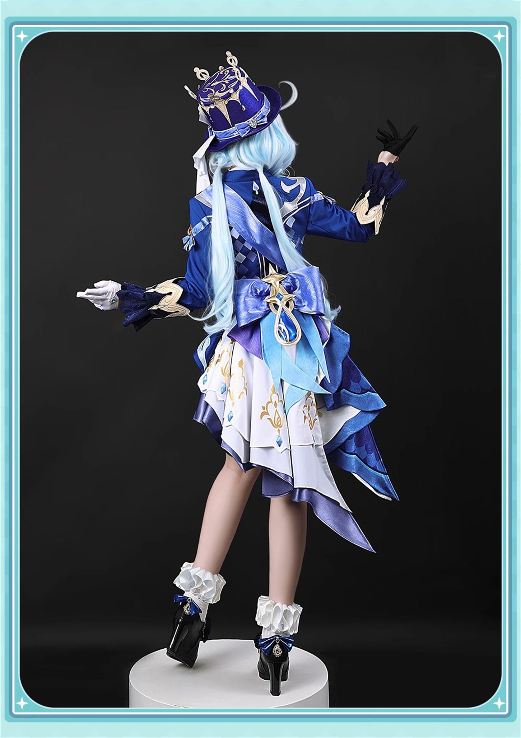 Monenjoy　原神　フォンテーヌ　 頌歌者座　フリーナ　コスプレ衣装　 不休のソリスト　金属製神の目　初期衣装ー伶優の戴冠式　 コスチューム　帽子付　 - Monenjoy