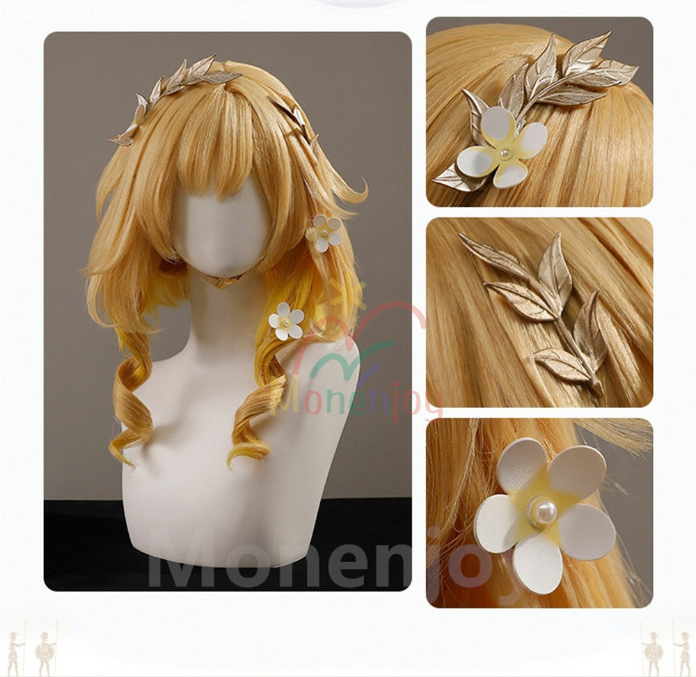 Monenjoy　崩壊スターレイル　アグライア　コスプレ衣装　ドレス　金属製パーツ　黄金裔 コスチューム  　Aglaea　人工革生地 MONENJOY